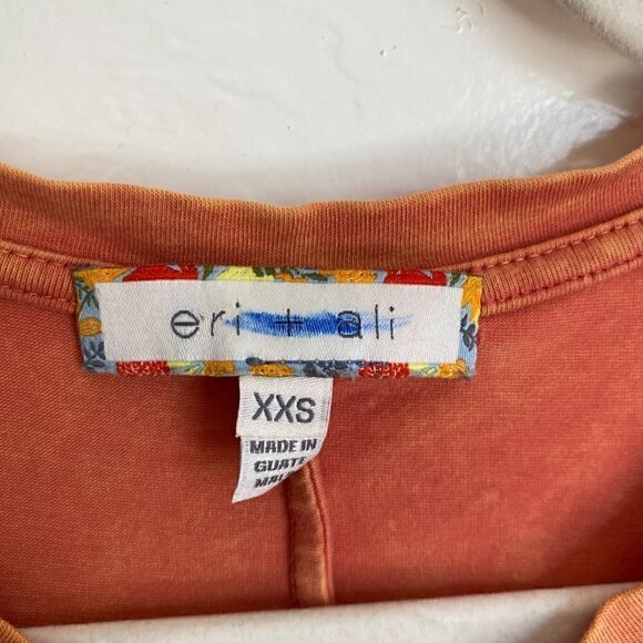 Anthropologie Eri+Ali Ruffle Swing Tee Peach Burnout / Stonewash - Picture 7 of 9